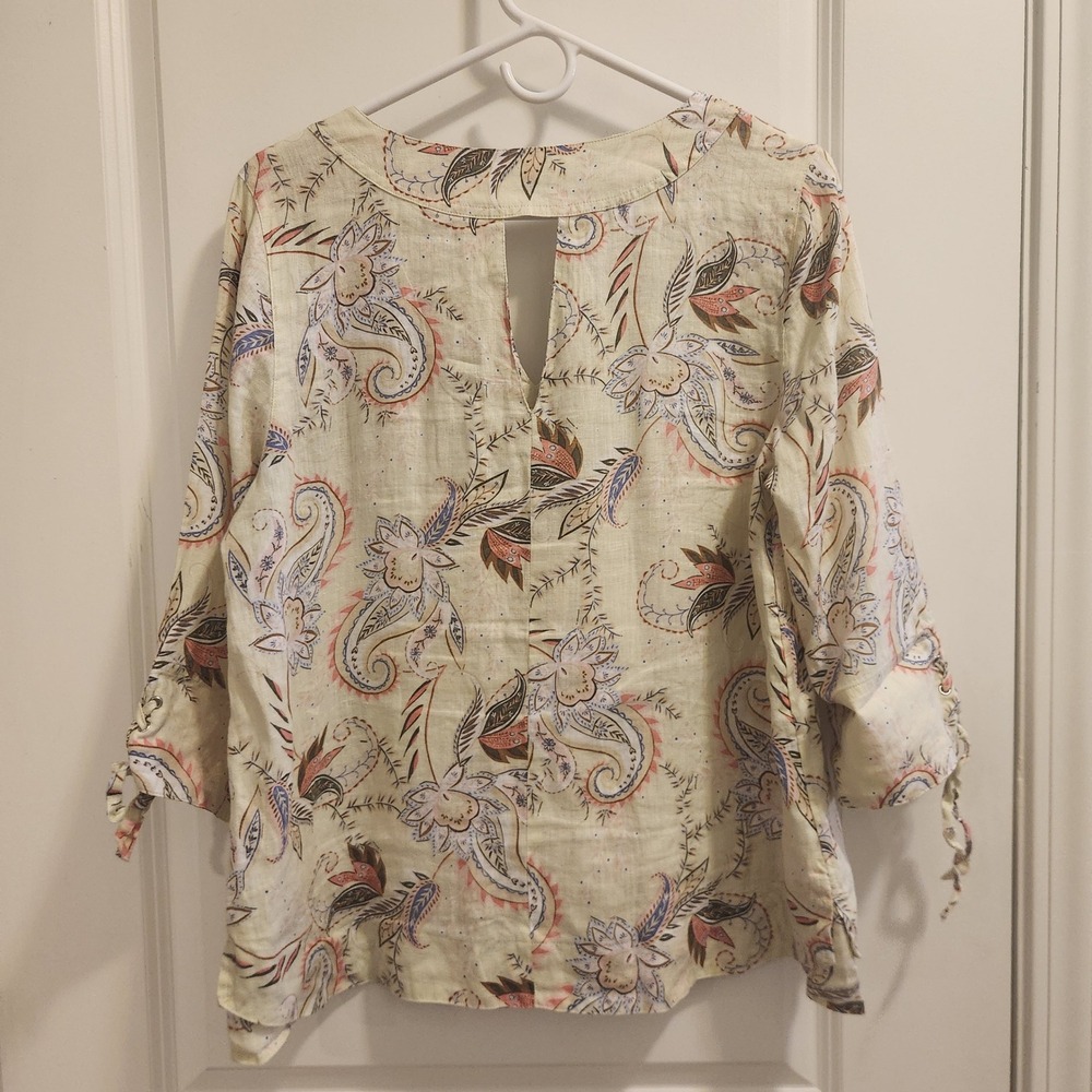 J. Jill 100% Linen Paisley Floral Blouse - Picture 6 of 10